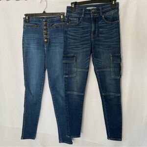 Lot Of 2 Pairs Kancan Skinny Jeans Size 3 Dark Wash High Rise Waist